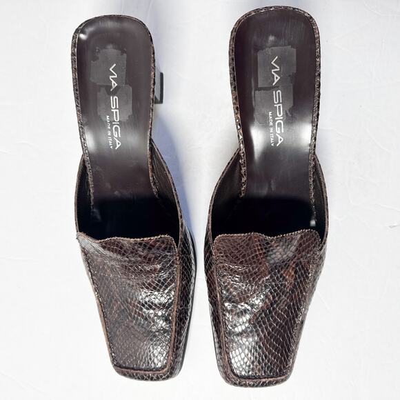 Via Spiga Snake Embossed Mule Heels Size 9.5M - Picture 2 of 10